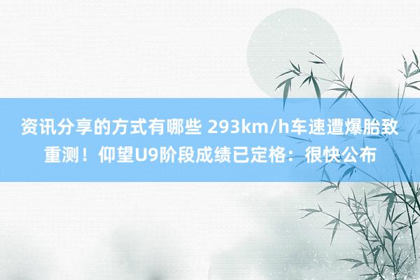 资讯分享的方式有哪些 293km/h车速遭爆胎致重测！仰望U9阶段成绩已定格：很快公布