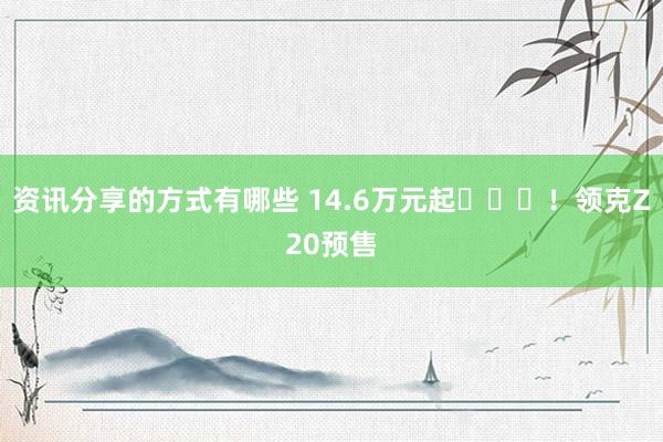 资讯分享的方式有哪些 14.6万元起​​​！领克Z20预售