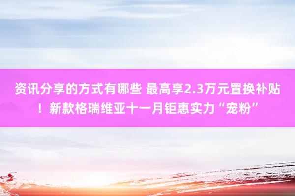 资讯分享的方式有哪些 最高享2.3万元置换补贴！新款格瑞维亚十一月钜惠实力“宠粉”