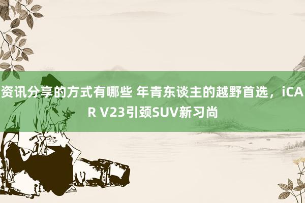 资讯分享的方式有哪些 年青东谈主的越野首选，iCAR V23引颈SUV新习尚