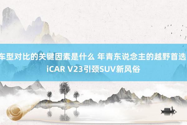 车型对比的关键因素是什么 年青东说念主的越野首选，iCAR V23引颈SUV新风俗