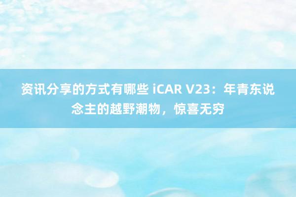 资讯分享的方式有哪些 iCAR V23：年青东说念主的越野潮物，惊喜无穷