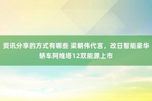 资讯分享的方式有哪些 梁朝伟代言，改日智能豪华轿车阿维塔12双能源上市