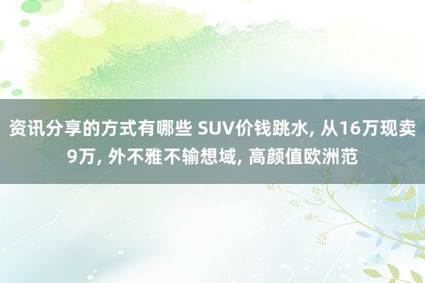 资讯分享的方式有哪些 SUV价钱跳水, 从16万现卖9万, 外不雅不输想域, 高颜值欧洲范