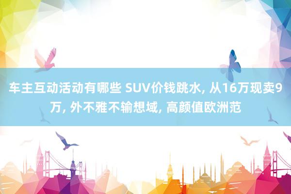 车主互动活动有哪些 SUV价钱跳水, 从16万现卖9万, 外不雅不输想域, 高颜值欧洲范