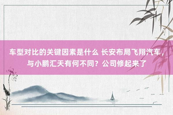 车型对比的关键因素是什么 长安布局飞翔汽车，与小鹏汇天有何不同？公司修起来了